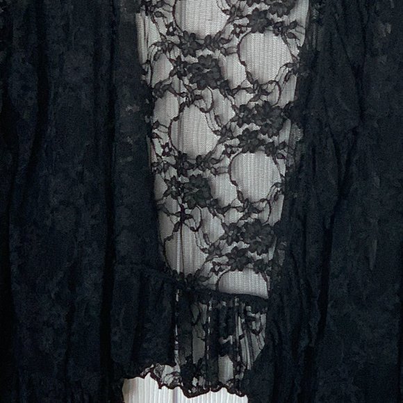 FREE PEOPLE Black Ruffled Lace Jacket Shrug Top Kimono - Picture 2 of 9